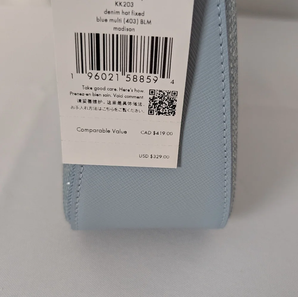 Kate Spade Madison Denim Rhinestone Studded Convertible Crossbody Light Blue